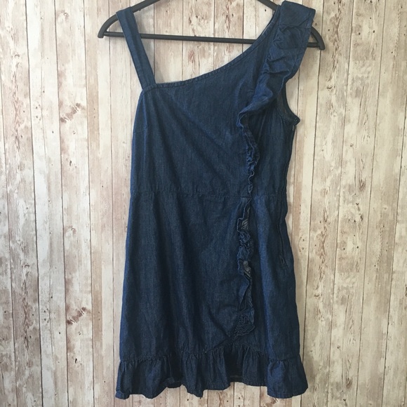 BDG Denim Ruffle Mini Dress